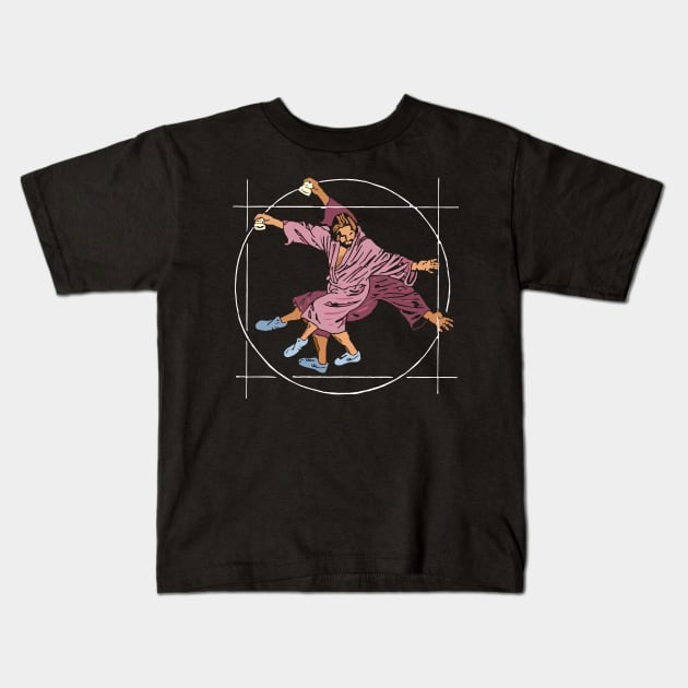 Vitruvian Dude - Big Lebowski Yoga Pose Kids T-Shirt by GIANTSTEPDESIGN